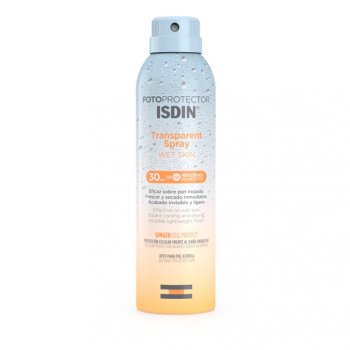 isdin foto protector trasparent spray wet skin spf 30 protezione solare alta 250 ml