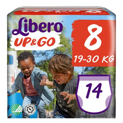 Libero Up & Go - Pannolini Bambini Taglia 8 Peso 19-30 Kg 14 Pezzi