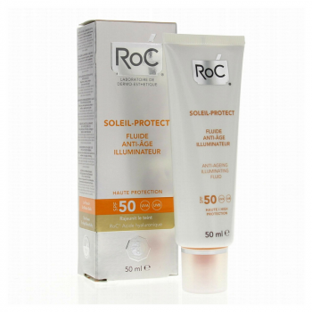 roc soleil protect fluida viso anti età illuminante spf50+ 50ml