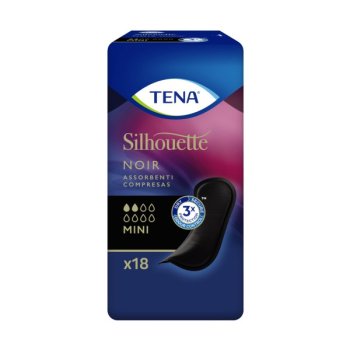 tena silhouette noir mini - assorbente incontinenza leggera colore nero 18 pezzi