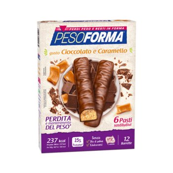 pesoforma barrette cioccolato e caramello 12 barrette ( 6 pasti sostitutivi )