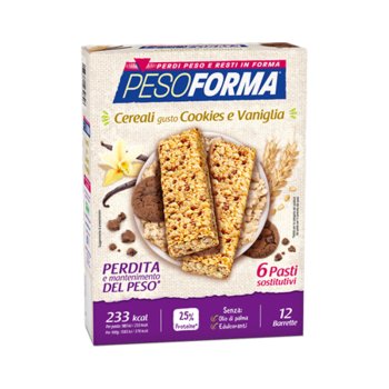 pesoforma barrette cereali gusto cookies e vaniglia 12 barrette ( 6 pasti sostitutivi )