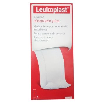 leukoplast leukomed adsorbent plus - medicazione post operatoria 10cm x 25cm 5 pezzi