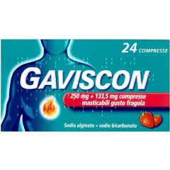 gaviscon 24 compresse gusto fragola 250+133,5mg