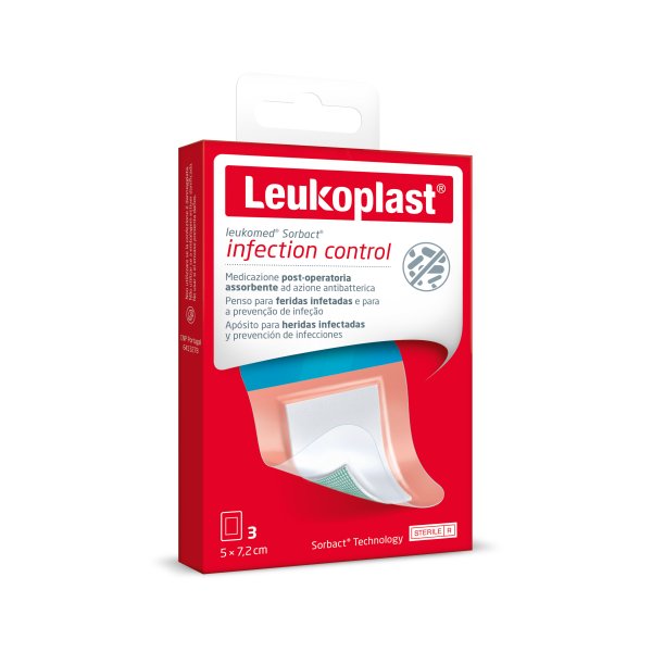 Leukoplast Leukomed Sorbact - Medicazione Post Operatoria 5 X 7,2cm 3 Pezzi