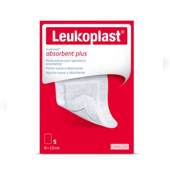 leukoplast leukomed adsorbent plus - medicazione post operatoria 8x10cm 5 pezzi