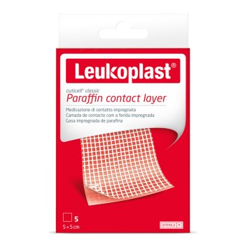 leukoplast cuticell classic - garza in cotone con paraffina non deformabile alla trazione 5 x 5cm 5 pezzi