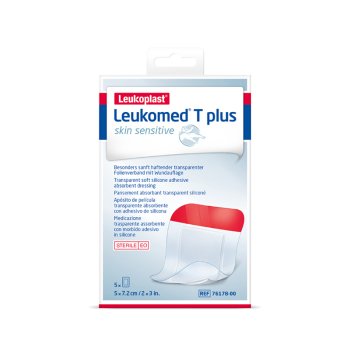 leukoplast leukomed t plus skin sensitive - medicazione adesiva trasparente post operatoria 5 x 7,2cm 5 pezzi 