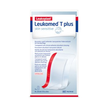 leukoplast leukomed t plus skin sensitive - medicazione adesiva trasparente post operatoria 8 x 15cm 5 pezzi 
