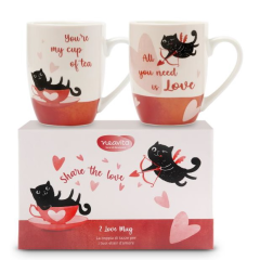 neavita - mug san valentino share the love gatto 2 tazze 