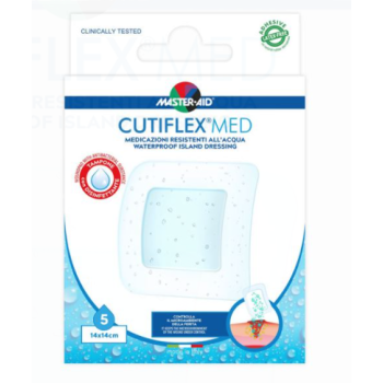 master aid cutiflex med cerotti water resistent 14 x 14cm 5 pezzi