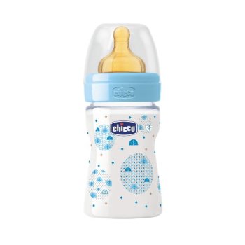 chicco biberon benessere caucciù azzurro 150ml