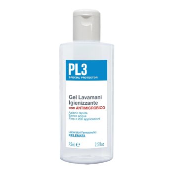 pl3 gel igienizzante mani 70% alcool con antimicrobico 75ml