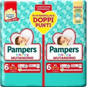pampers baby dry mutandino duo -  xl extralarge taglia 6 ( 15+ kg ) 28 pezzi