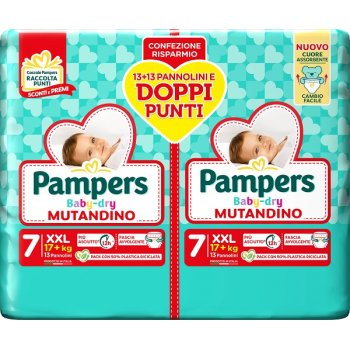 pampers baby dry mutandino duo - xxl taglia 7 ( 17+ kg ) 26 pezzi