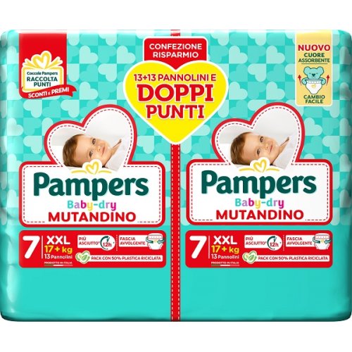 Pampers Baby Dry Mutandino Duo - XXL Taglia 7 ( 17+ kg ) 26 Pezzi