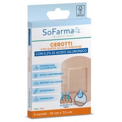 sofarmapiù cerotti cicatrazzanti con 0,2% acido ialuronico 10 cm x 7,5 cm 5 pezzi