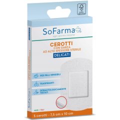 sofarmapiù cerotti delicati sterili in tnt 7,5 cm x 10 cm 5 pezzi