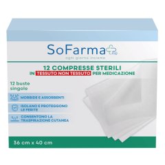 sofarmapiù compresse sterili in tnt per medicazione 36cm x 40cm 12 pezzi