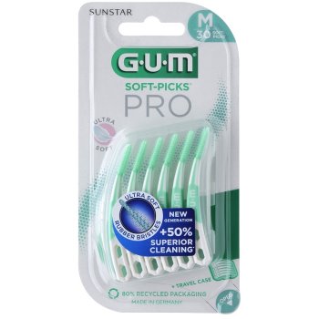 gum soft picks pro scovolino interdentale in gomma con setole morbide medium 30 pezzi