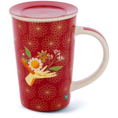 neavita infusiera mindful tea rossa in new bone china con filtro in acciaio 380ml