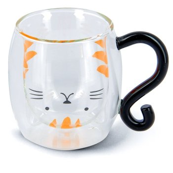 neavita mug in vetro borosilicato doppia parete tea & friends - kitty