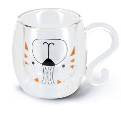 neavita mug in vetro borosilicato doppia parete tea & friends 250ml - tigro 