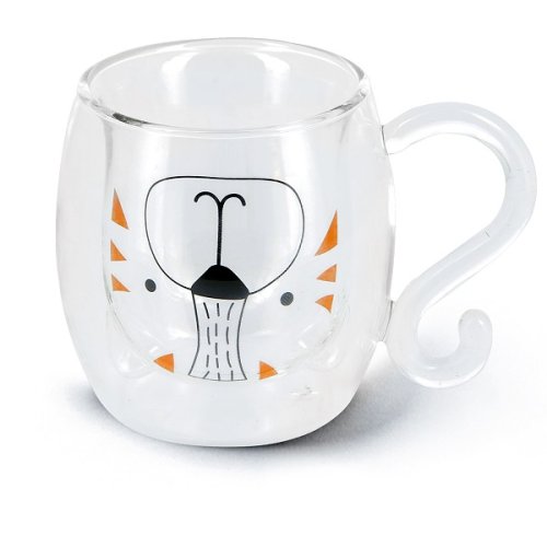 Neavita Mug In Vetro Borosilicato Doppia Parete Tea & Friends 250ml - Tigro 