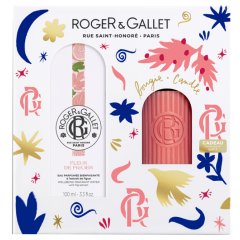 roger&gallet - cofanetto regalo set natale fleur de figuier con acqua profumata 100ml + candela profumata 75g