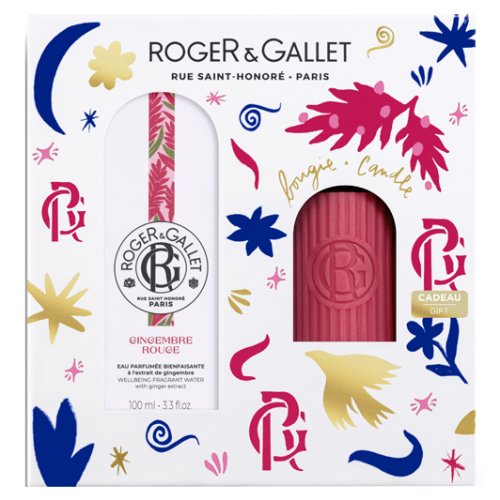 Roger&Gallet - Cofanetto Regalo Set Natale Gingembre Rouge Acqua Profumata 100ml + Candela Prof