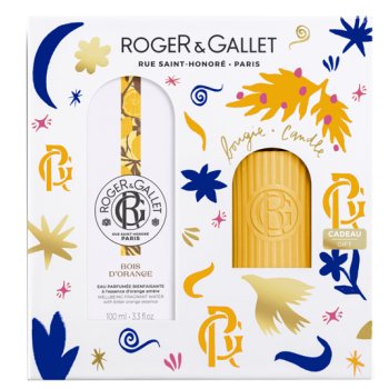 roger&gallet - cofanetto regalo set natale bois d'orange con acqua profumata 100ml + candela profumata