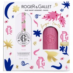 roger&gallet - cofanetto regalo set natale rose con acqua profumata 100ml + candela profumata 75g