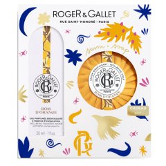 roger&gallet - cofanetto regalo set natale bois d'orange con acqua profumata 30ml + saponetta di benessere 100g