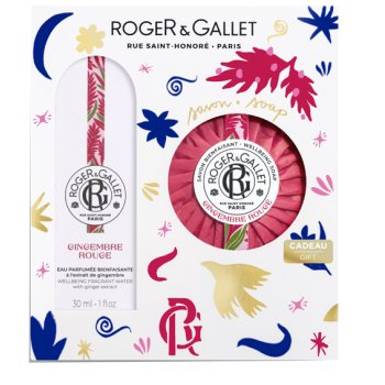 roger&gallet - cofanetto regalo set natale gingembre rouge con acqua profumata 30ml+ saponetta di benessere 100g