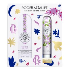 roger&gallet - cofanetto regalo set natale feuille de thé con acqua profumata 30ml + crema mani di benessere 30ml