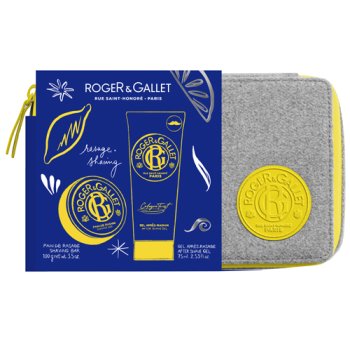 roger&gallet - cofanetto regalo trousse natale uomo kit rasatura cologne twist con shaving bar 100g + dopobarba in gel 75ml + beauty case in regalo