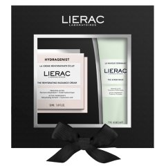 lierac hydragenist cofanetto idea regalo set natale - crema reidratante illuminante viso 50ml + maschera esfoliante 75ml