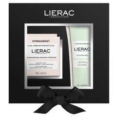 lierac hydragenist cofanetto idea regalo set natale - gel-crema reidratante illuminante viso 50ml + maschera esfoliante 75ml