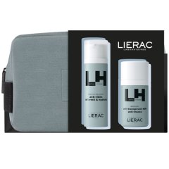 lierac home cofanetto idea regalo trousse natale -  fluido antietà globale 50ml + deodorante 50ml + pochette in regalo