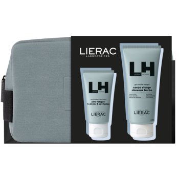 lierac home cofanetto idea regalo trousse natale - gel idratante energizzante 50ml + gel doccia energizzante 50ml + pochette in regalo