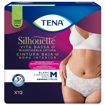 tena silhouette blanc plus m vita bassa – mutandine assorbenti bianche per perdite urinarie moderate 12 pezzi