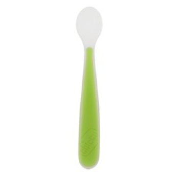 chicco cucchiaio in morbido in silicone colore verde 6m+