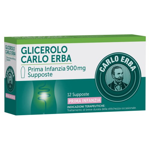 Glicerolo Prima Infanzia 12 Supposte Stitichezza Occasionale 900mg - Carlo Erba 