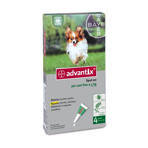 Advantix Spot On Antiparassitario 4 Pipette 0,4ml Per Cani Fino 4kg