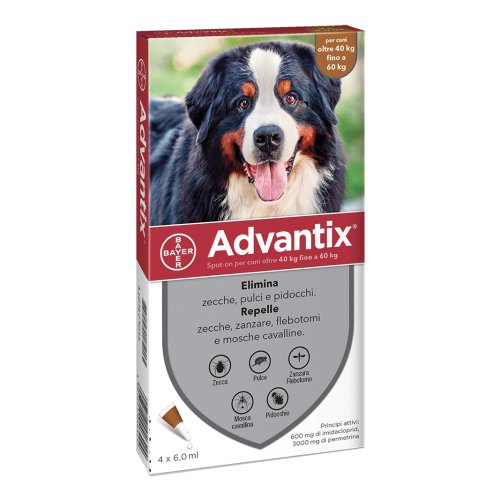 Advantix Spot On Antiparassitario 4 Pipette 6ml Per Cani 40-60kg