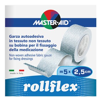 master aid rollflex garza autoadesiva in tessuto non tessuto 5m x 2,5cm