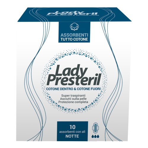 Lady Presteril Assorbenti Cotone Notte Con Ali Pocket 10 Pezzi