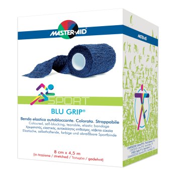 master aid sport benda elastica autobloccante blu grip 8cm x 4,5m