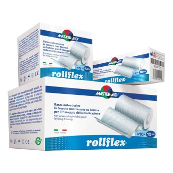 master aid rollflex cerotto garza autoadesiva fissaggio medicazioni 5m x 5cm