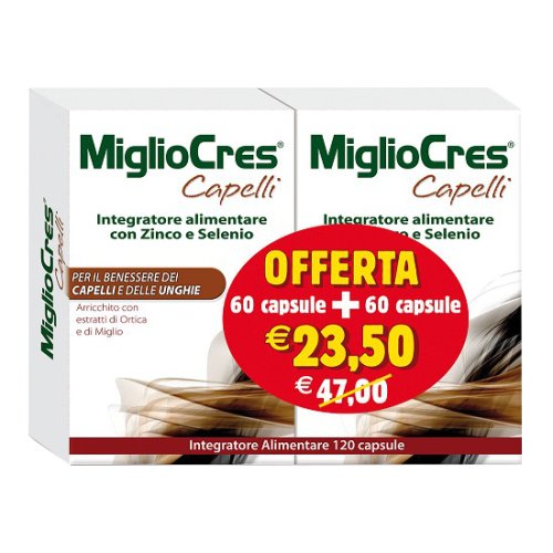 MiglioCres Capelli e Unghie 60 + 60 Capsule Pacco Doppio